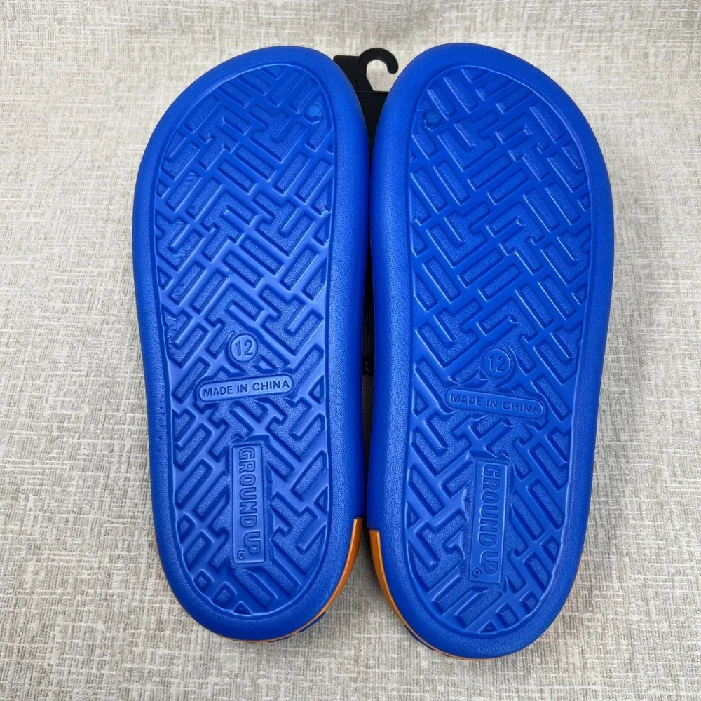 NEW Dragon Ball Super Goku Men's Size 12 Blue Orange Slide Sandals Ground Up
